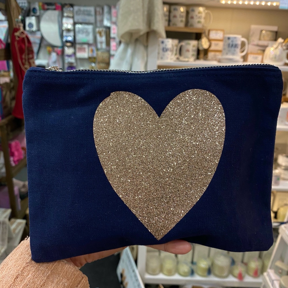 Navy and rose gold heart bag, heart bag in navy, rose gold heart bag