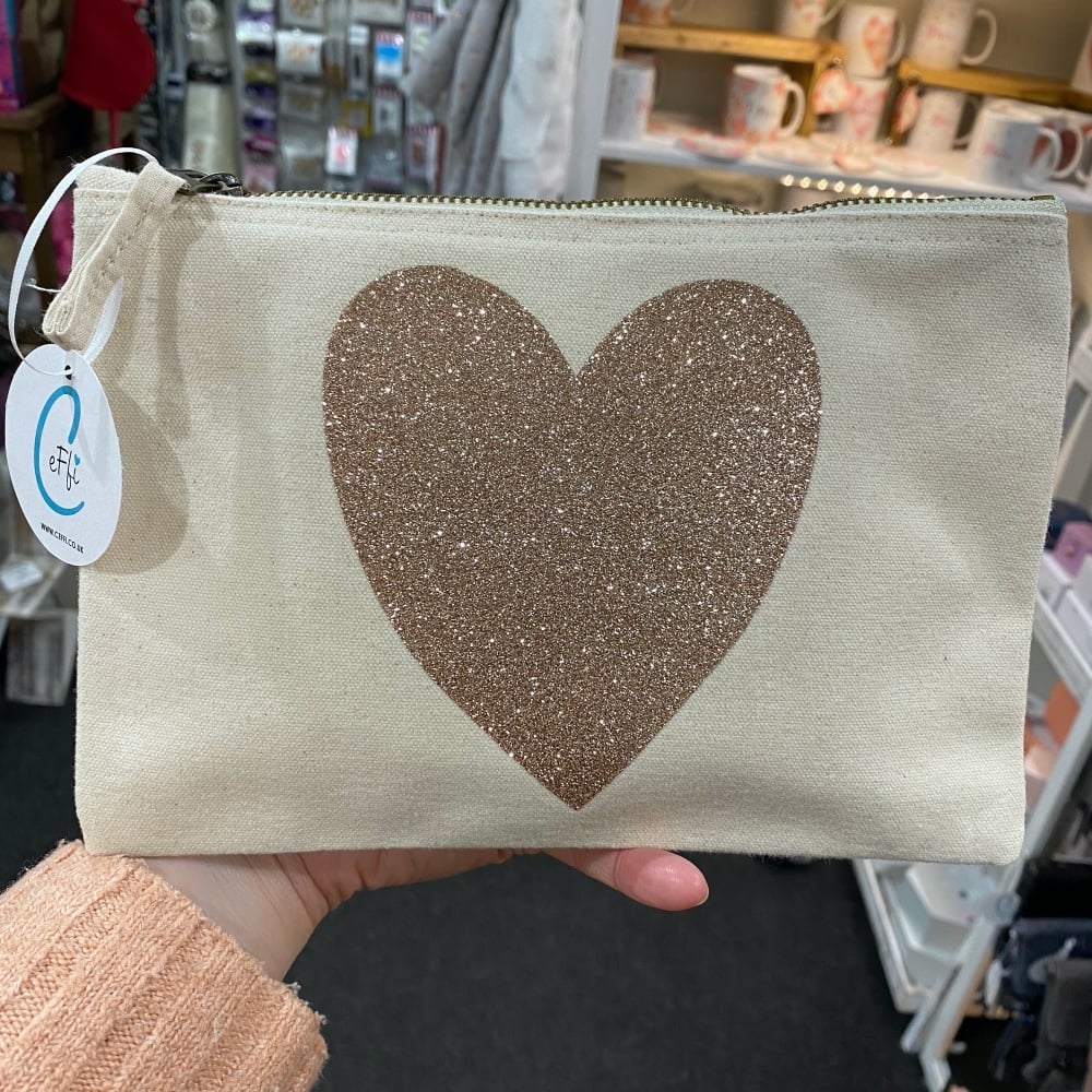 Heart bag, rose gold heart bag, natural bag with rose gold heart
