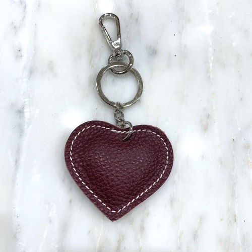 Heart Leather Keyring/Bag Charm Mulberry