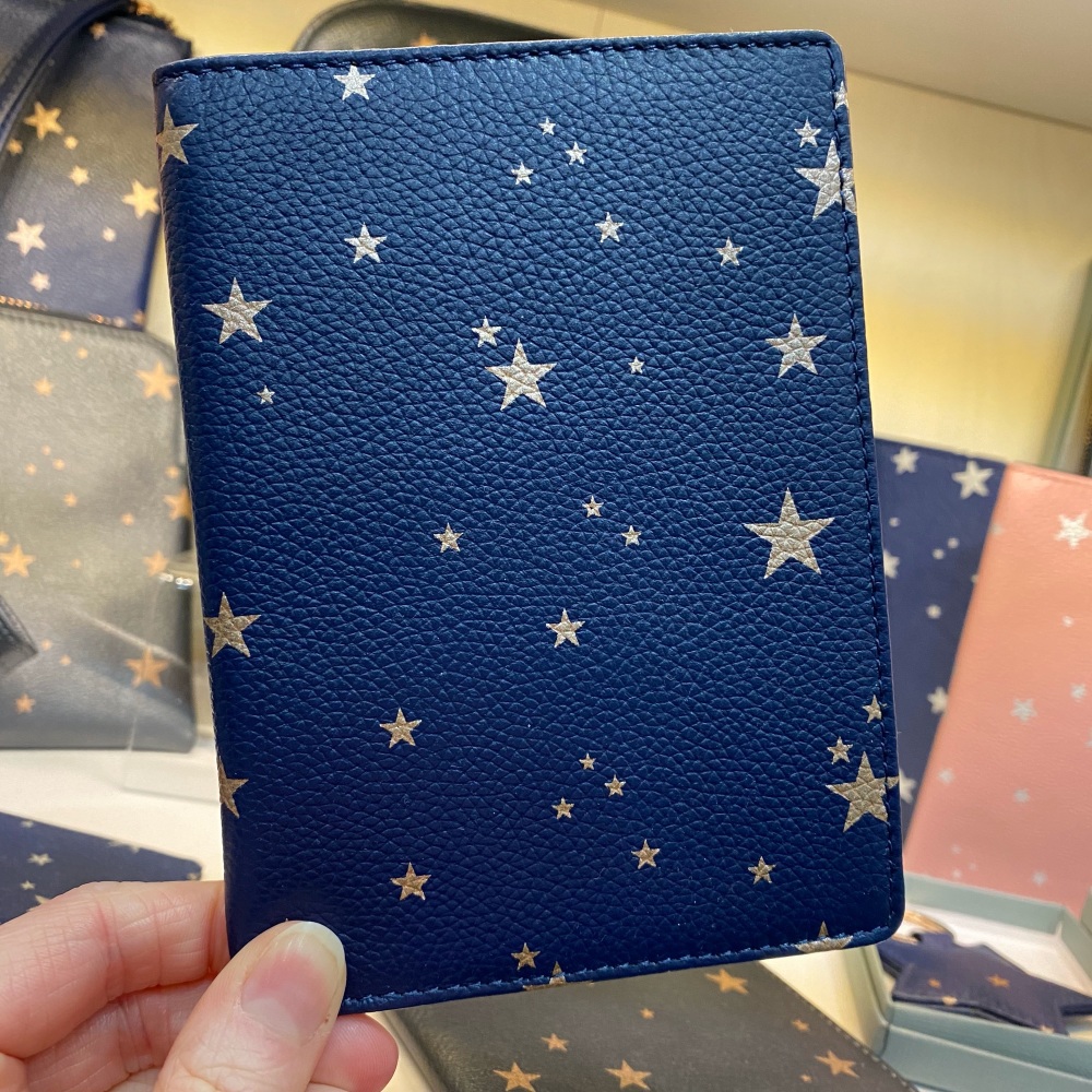 Starry Leather - Travel Wallet - Navy & Rose Gold