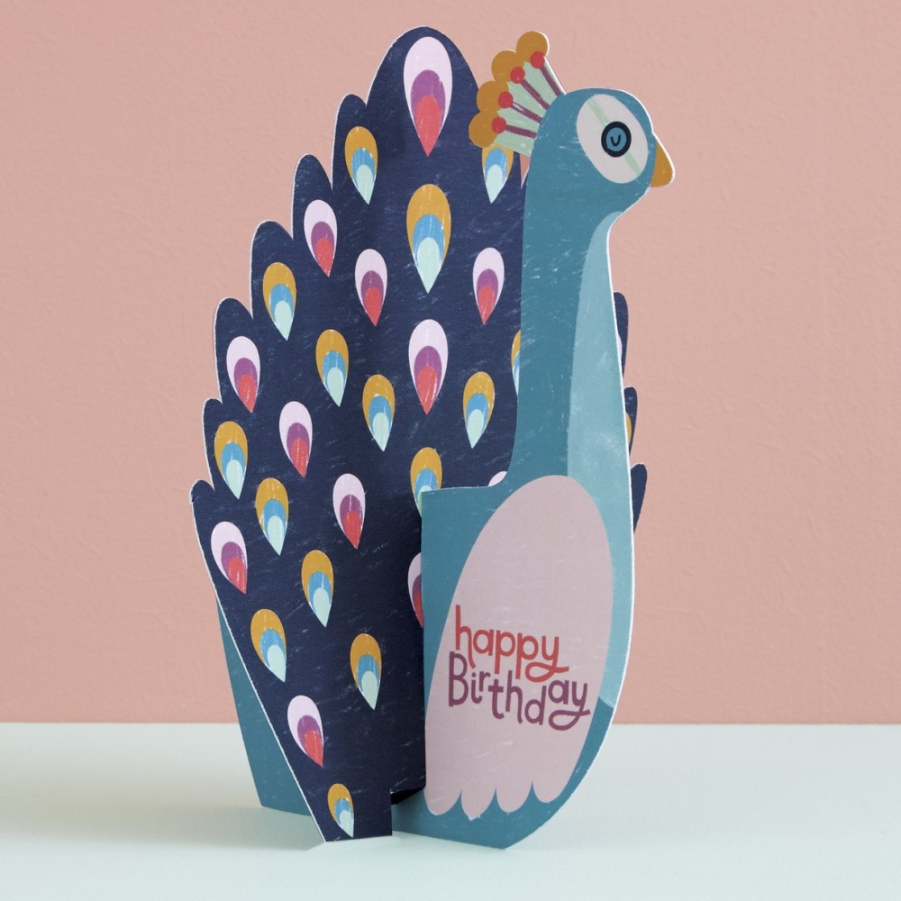 Peacock Happy Birthday - 3D Card