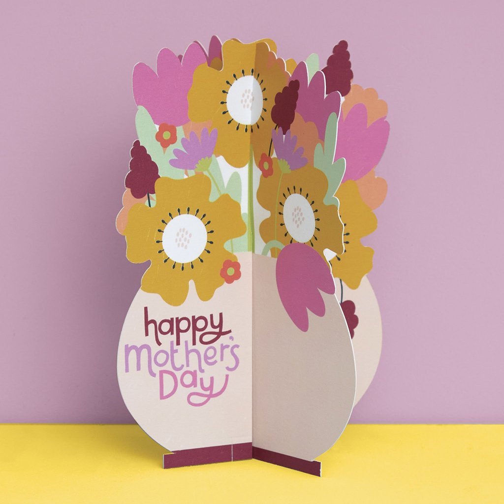 Flower Vase Happy Mother's Day - 3D Card