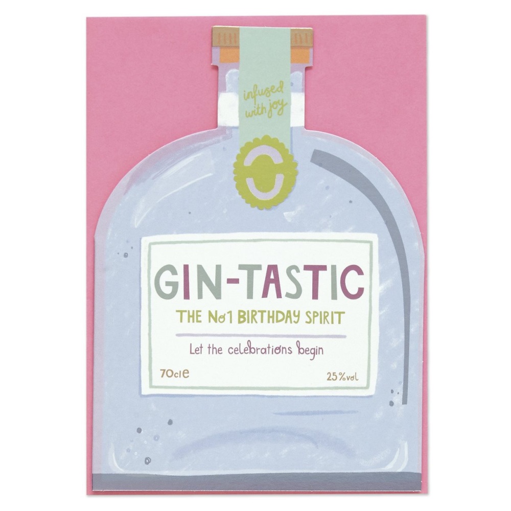 Gin birthday card, birthday card for gin lover, cut out birthday card