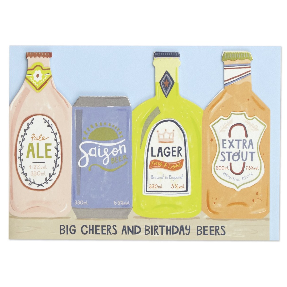 Beers birthday card, birthday card, cut out cards