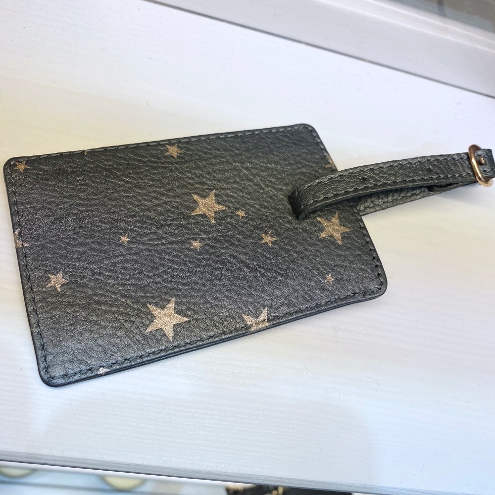 Starry leather - Luggage Tag - Grey & Rose Gold