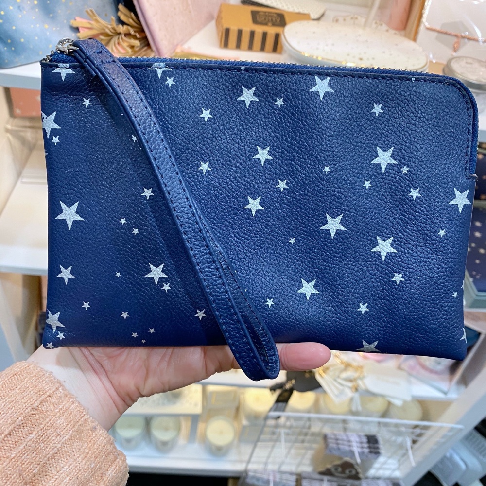 Starry leather - Clutch Bag - Navy & Silver