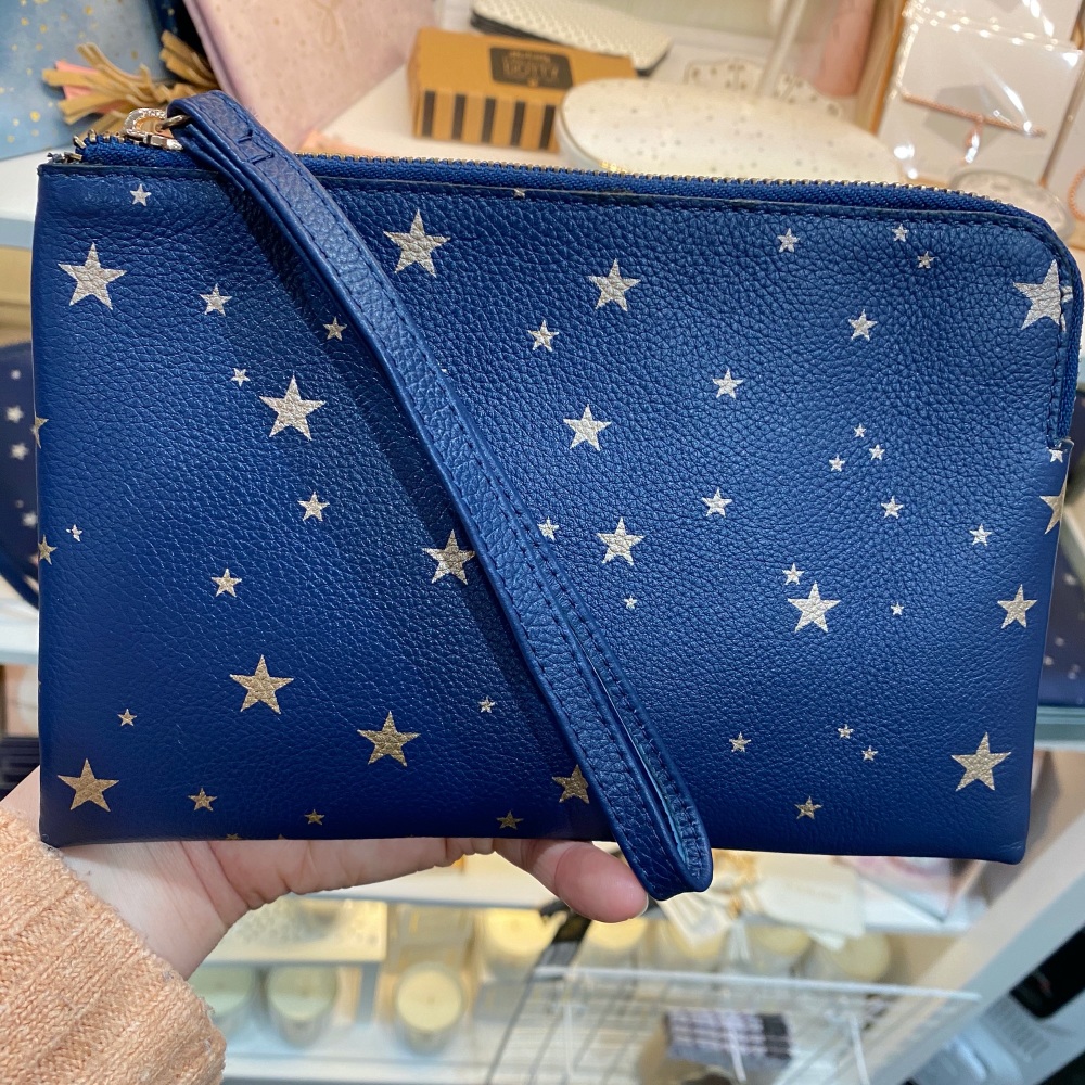 Starry leather - Clutch Bag - Navy & Rose Gold