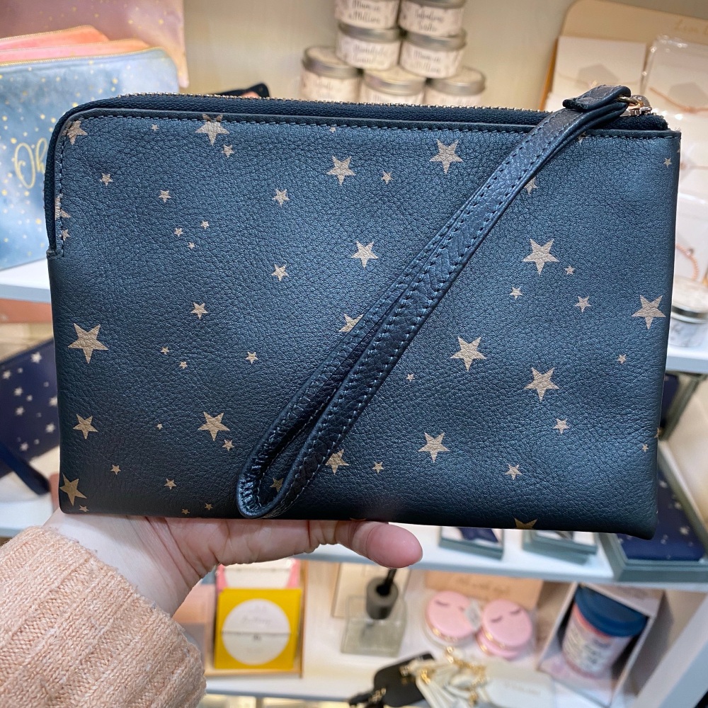Starry leather - Clutch Bag - Grey & Rose Gold
