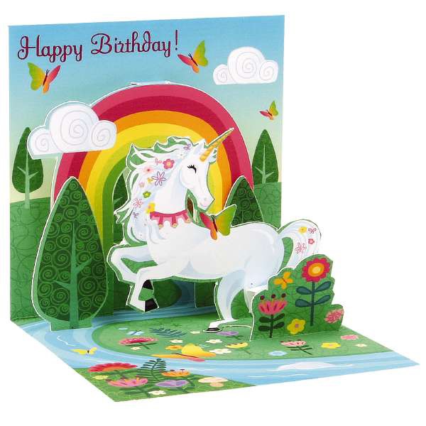 Unicorn Rainbow Happy Birthday - Pop Up Card - Trinket