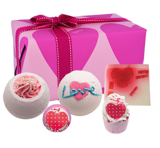 Heart gift set, bomb stockist, valentines gift set