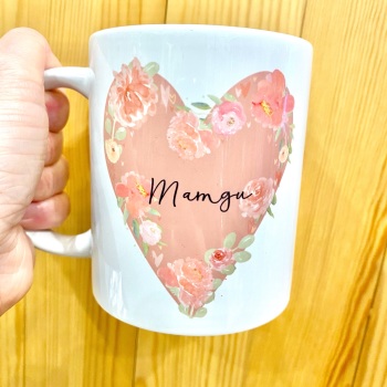 Floral Watercolour Heart - Mamgu - Mug