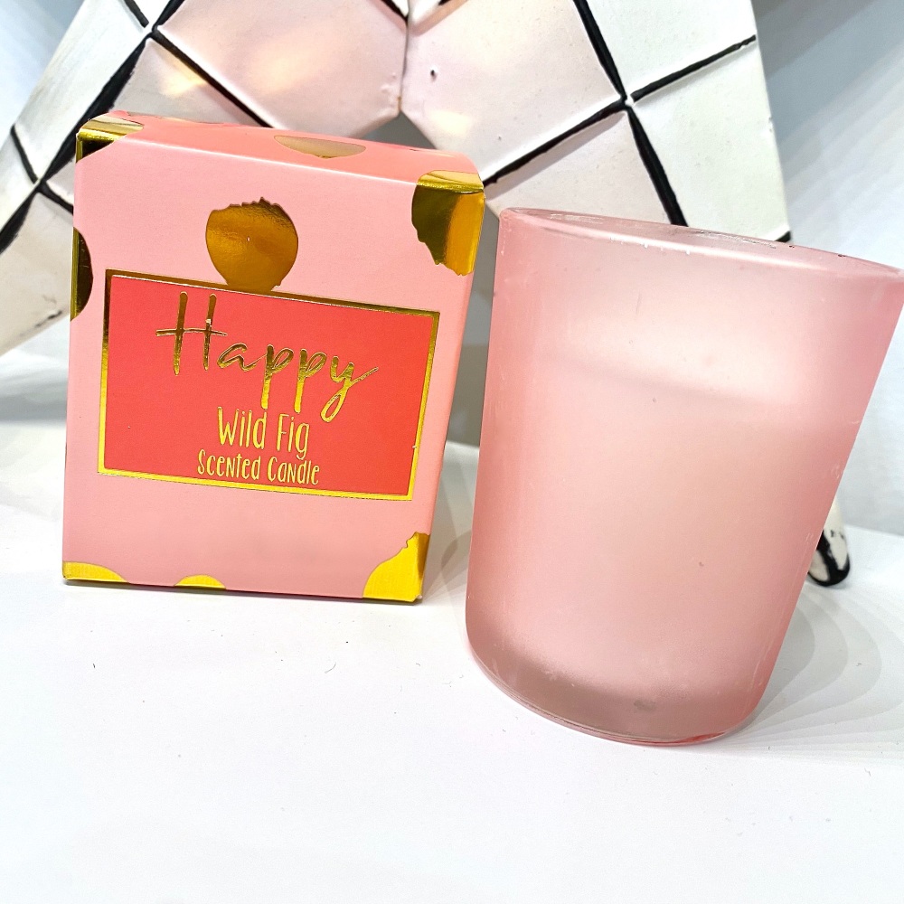 Happy candle, wild fig candle, boxed candle
