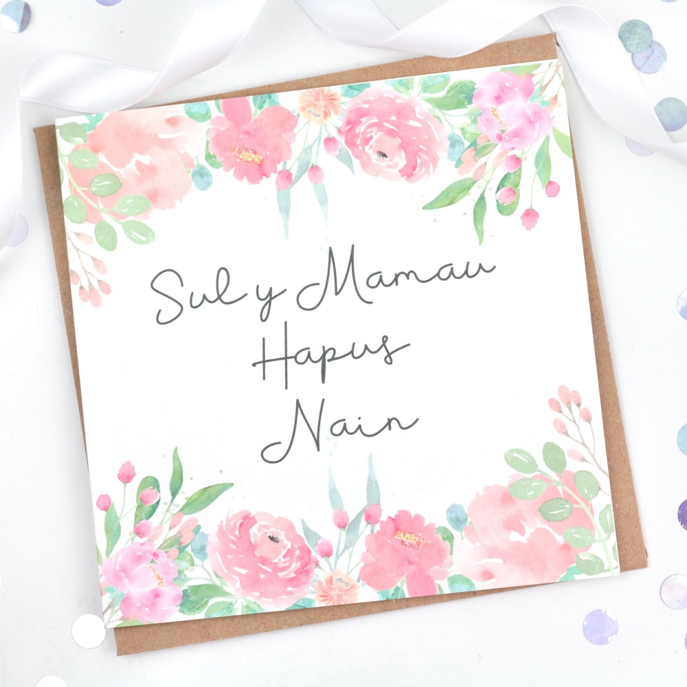 Sul y Mamau Hapus Nain Floral  - Card