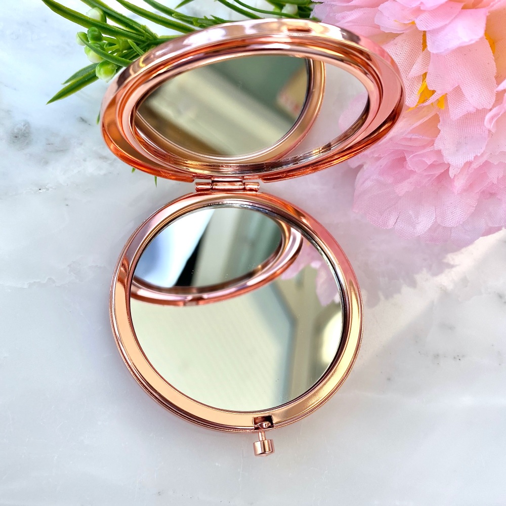 Personalised - Rose Gold Spot - Compact Mirror - Rose Gold