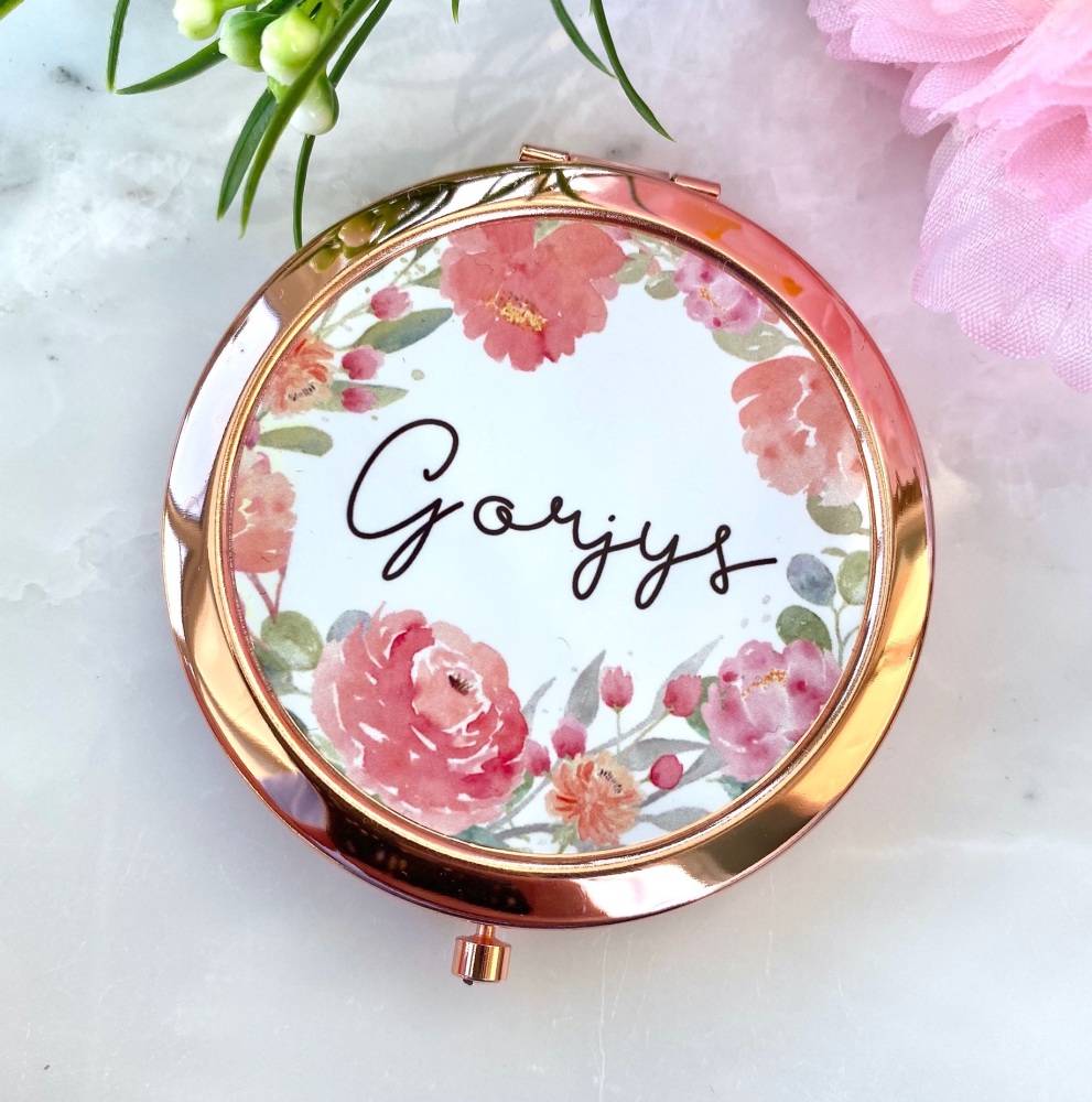 Gorjys - Floral - Compact Mirror - Rose Gold