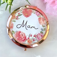 Mam - Floral - Compact Mirror - Rose Gold