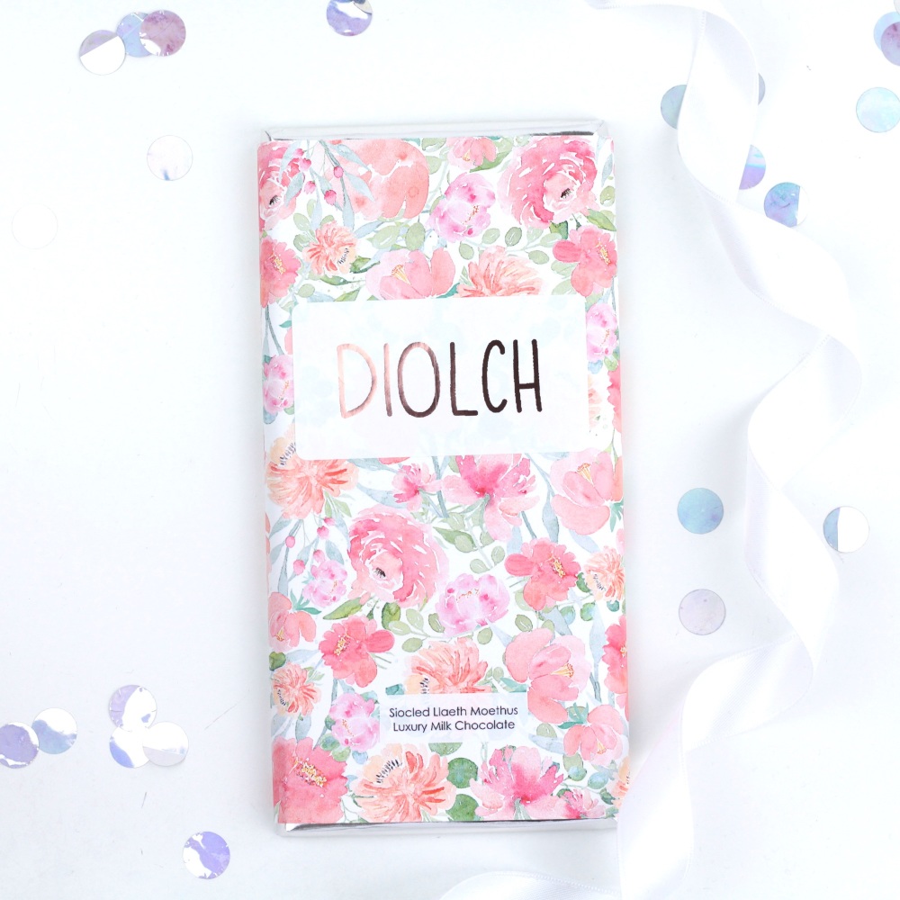 diolch chocolate bar, siocled diolch, diolch gift, anrheg diolch, diolch 