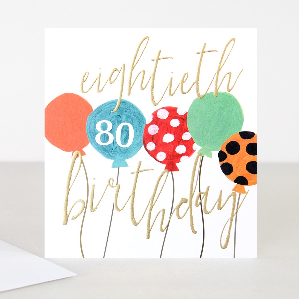 Happy 80th birthday card, 80th birthday card, modern 80th card