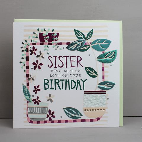 Sister birthday card, happy birthday sister card, modern cards, molly mae c