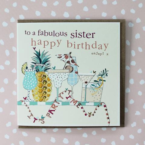Fabulous Sister Happy Birthday Cocktails - Card