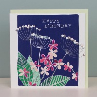 Happy Birthday Navy Floral - Card