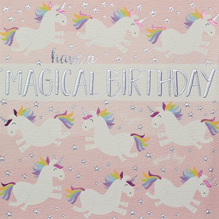 unicorn birthday card, magical birthday card