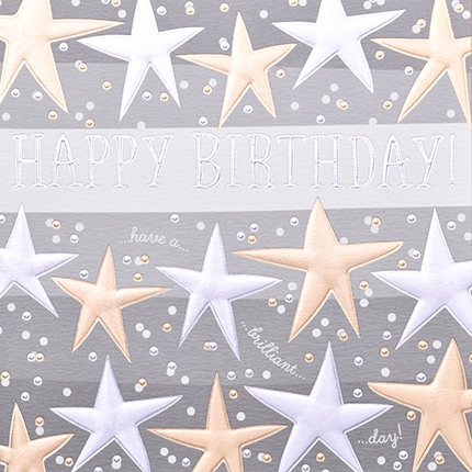 Happy Birthday Gold Stars - Card