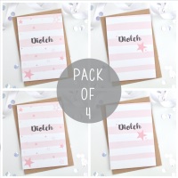 Pink Starry Stripe - Diolch - Card Pack - 4