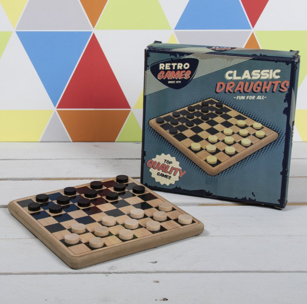 Draughts game, draughts board, retro games, stocking fillers, father's day 