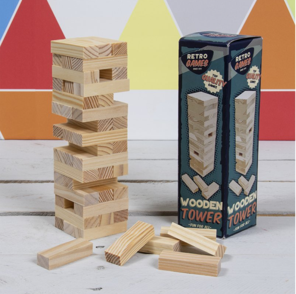 jenga game, wooden tower game, retro games, stocking fillers, father's day 