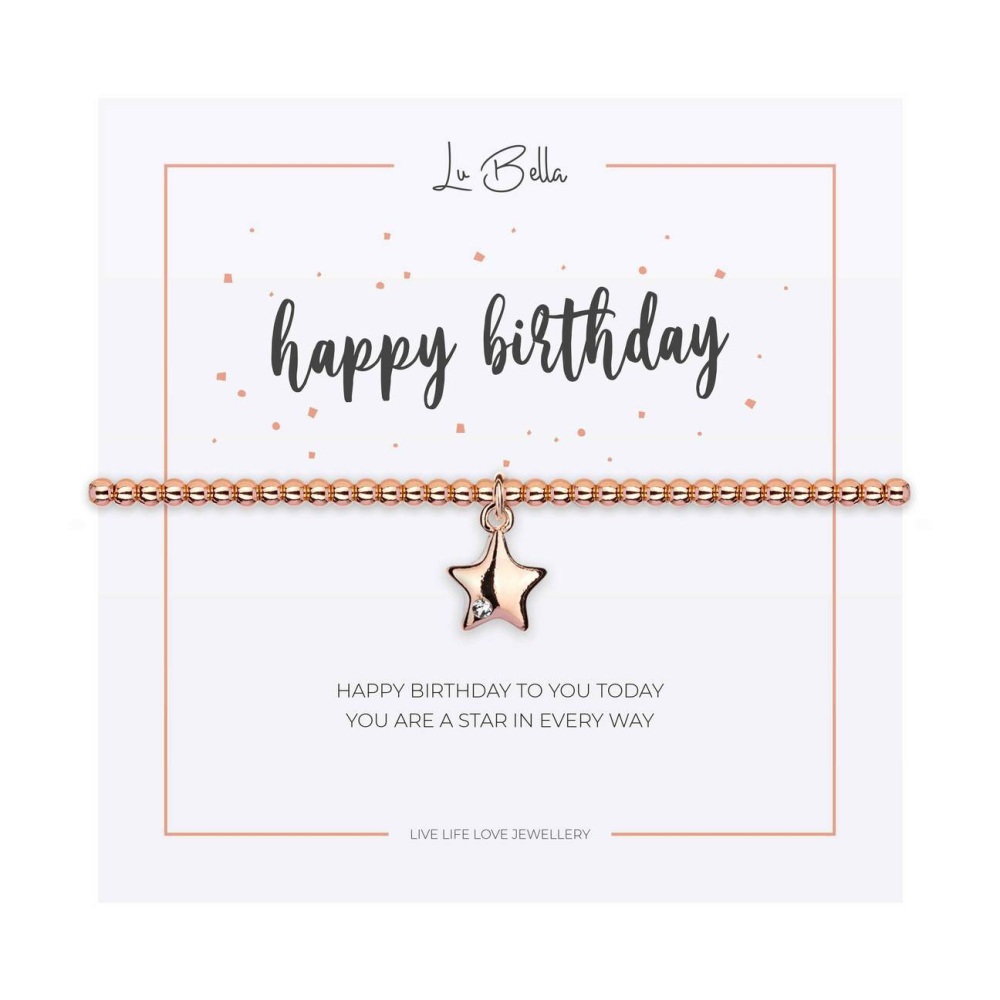 Happy birthday bracelet, birthday stretch bracelet, lu bella jewellery
