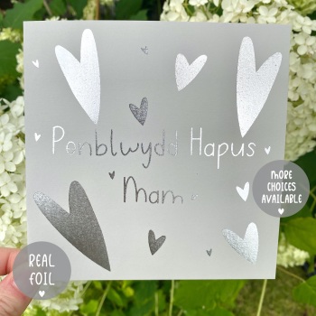 Foiled Hearts - Penblwydd Hapus Mam - Card - Various Choice