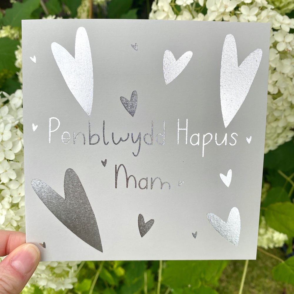 Foiled Hearts - Penblwydd Hapus Mam - Card - Various Choice