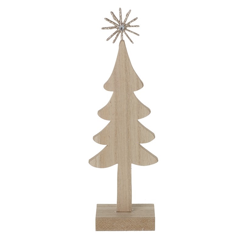Wooden Glittery Star Tree - Standing Decoration
