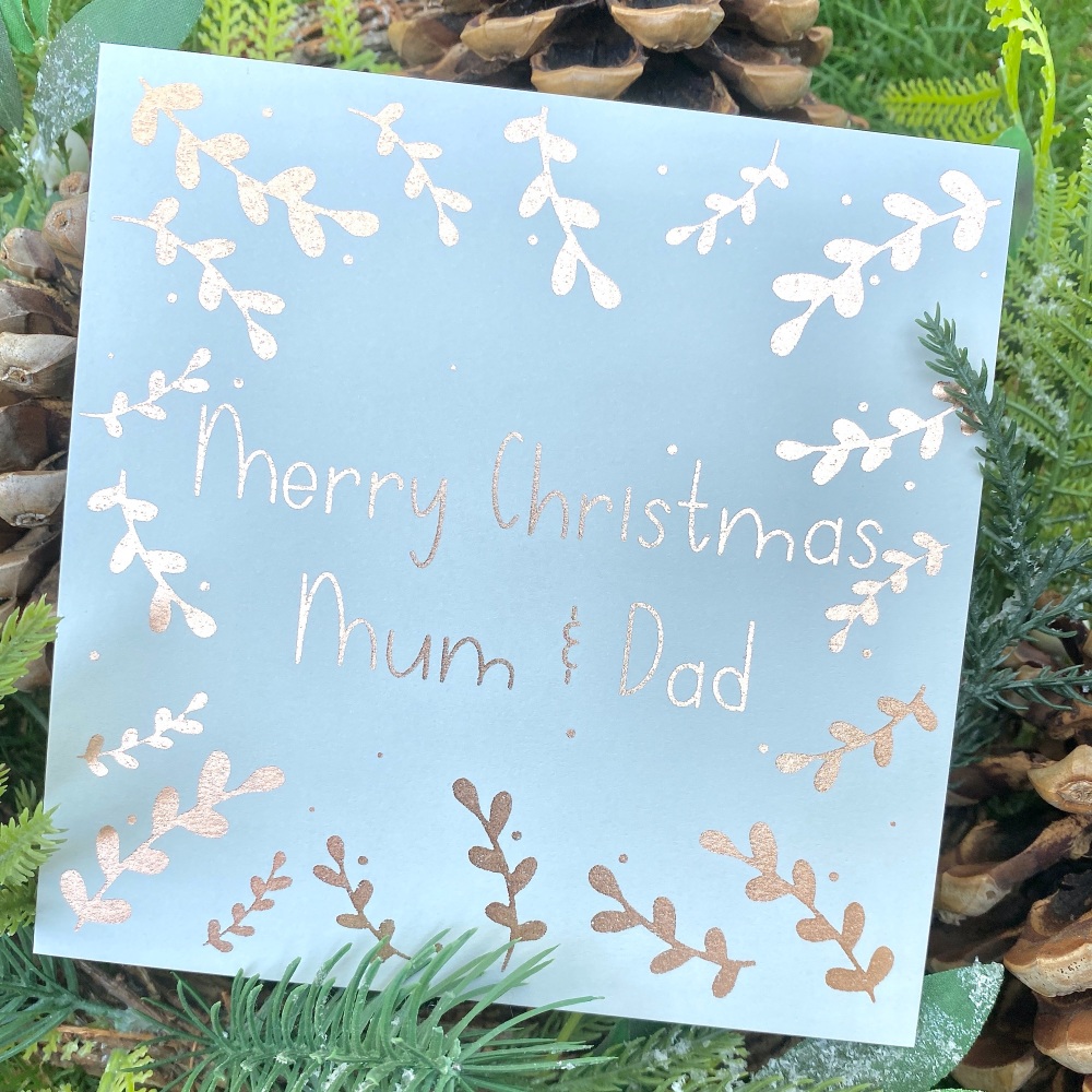 Christmas Greenery - Merry Christmas Mum & Dad - Card - Various Choice