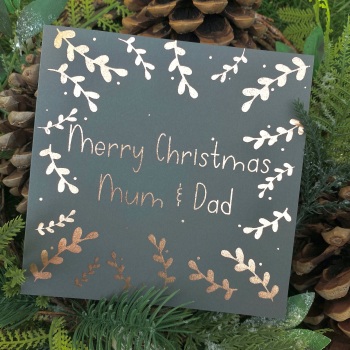 Christmas Greenery - Merry Christmas Mum & Dad - Card - Various Choice