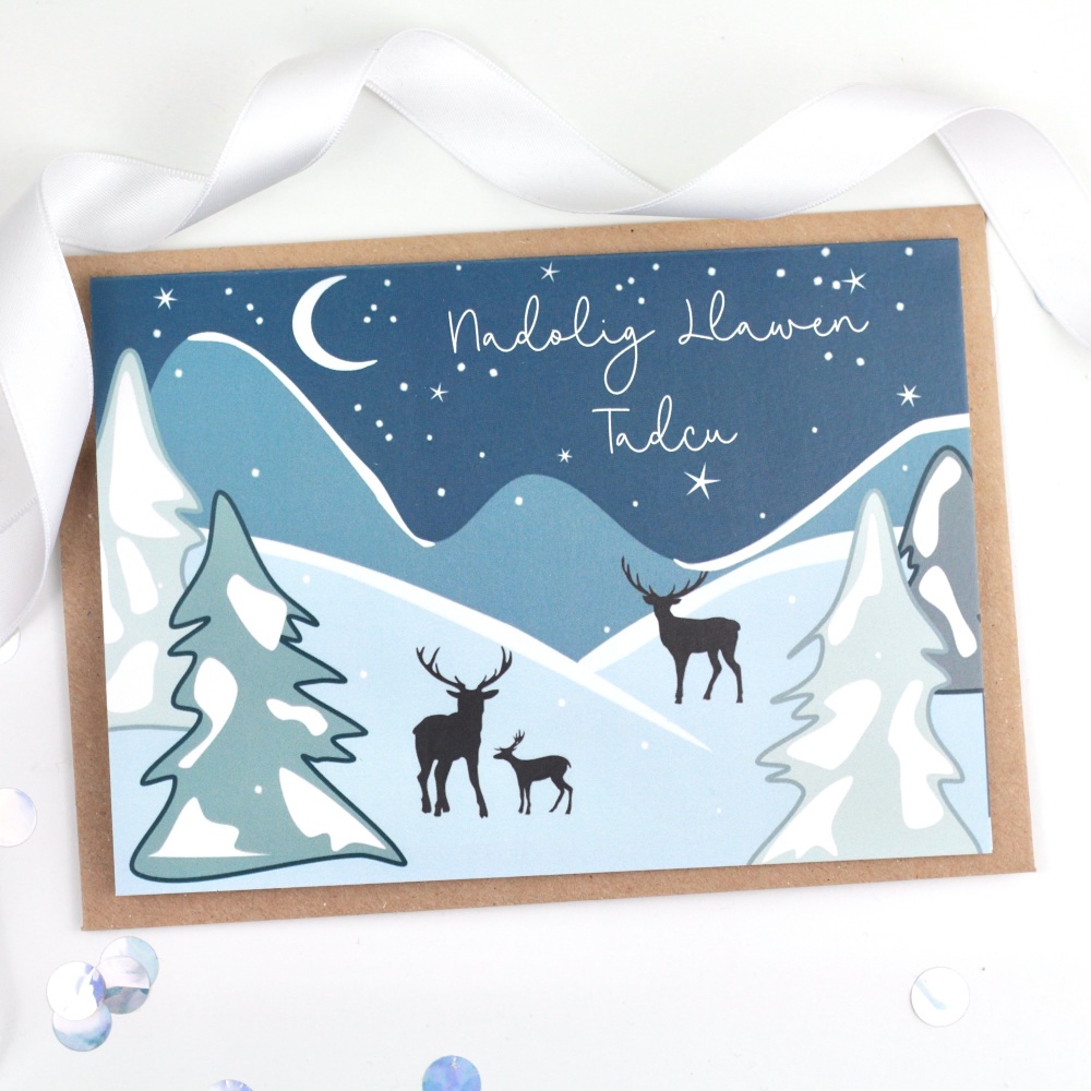 Snowy Scene - Nadolig Llawen Tadcu - Card  