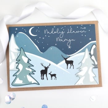 Snowy Scene - Nadolig Llawen Mamgu - Card  