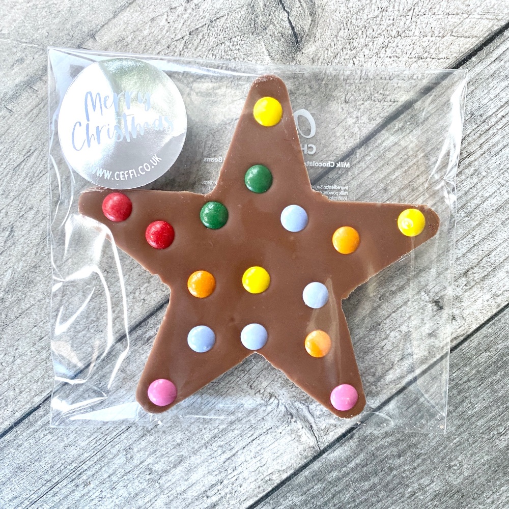 Merry Christmas Milk Chocolate Star with Beans