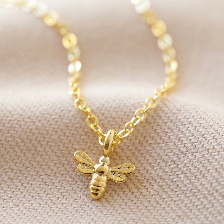 gold bee necklace, bee necklace