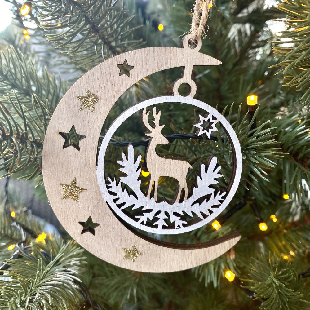 Moon Deer Cut Out - Hanging Decoration