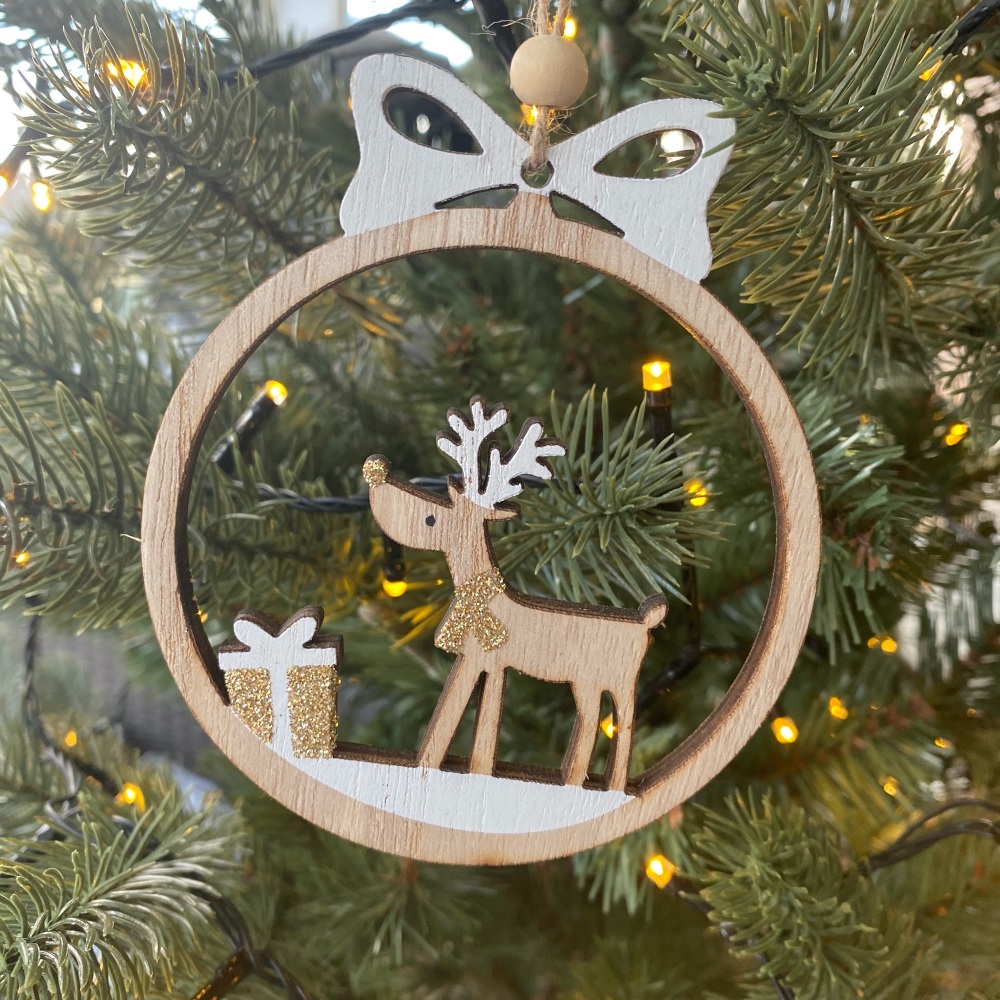 reindeer cut out bauble decoration