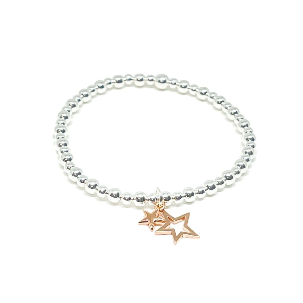 rose gold star bracelet, star bracelet rose gold, stretchy star bracelet