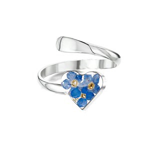 forget me not ring, flower filled ring, ring with flowers