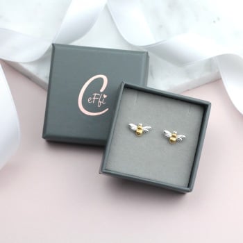 Silver & Gold Bumble Bee  - Earrings - CeFfi Jewellery