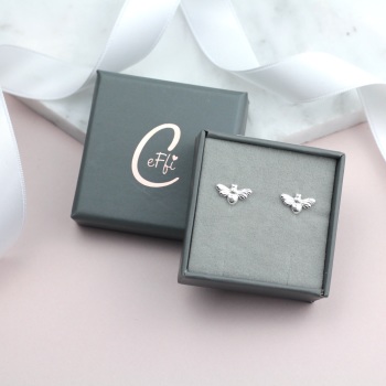 Silver Bumble Bee  - Earrings - CeFfi Jewellery