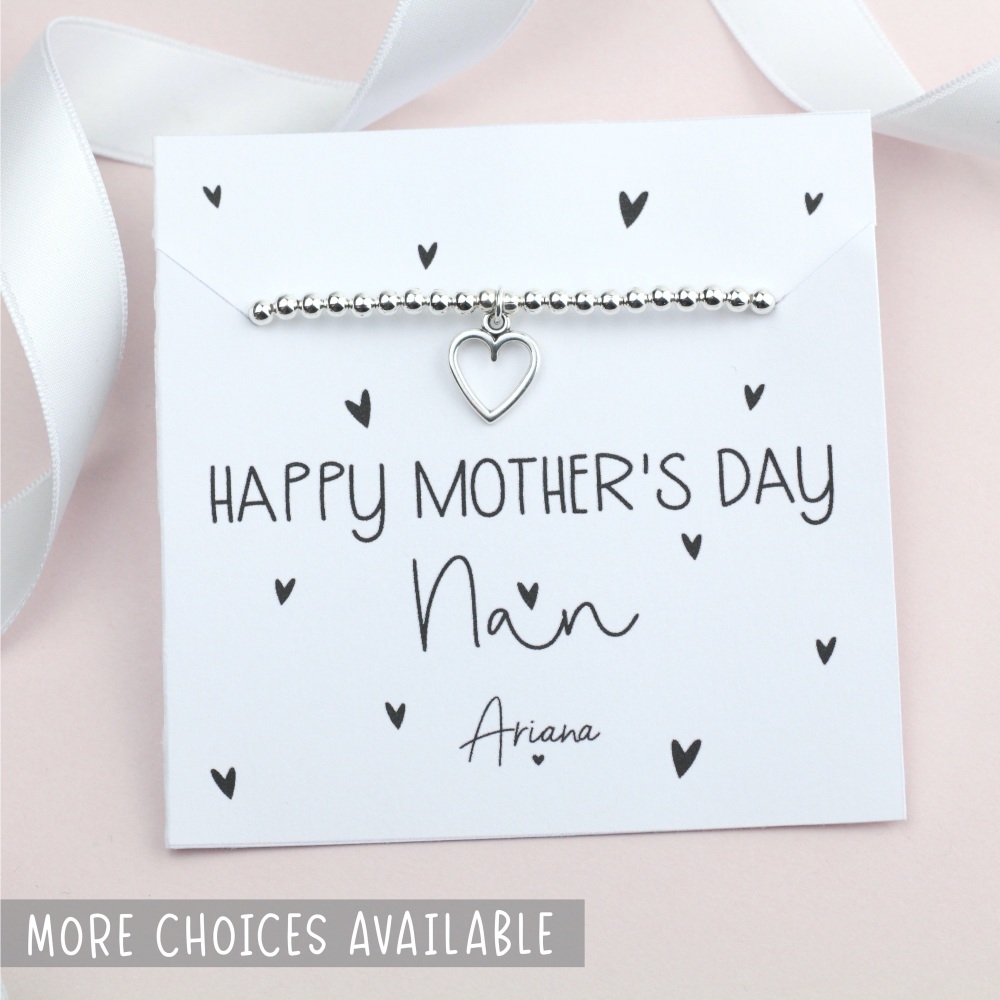 Happy Mother's Day Nan - Silver Stretch Bracelet - Ariana Jewellery -  Various Choice