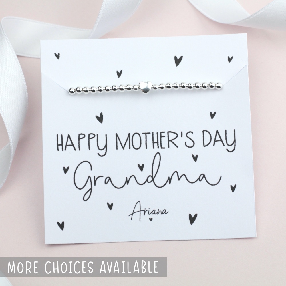 Happy Mother's Day Grandma Silver Stretch Bracelet - Ariana Jewellery -  Various Choice
