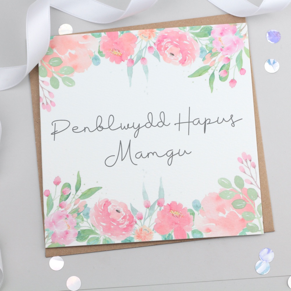 Penblwydd Hapus Mamgu - Floral - Card