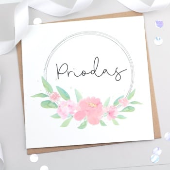 Priodas - Flower Ring Card